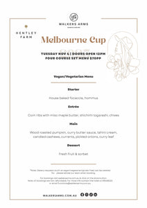 Walkers Arms Hotel Melbourne Cup Day Lunch  2025 - Tuesday November 4