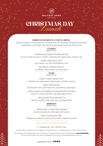 Walkers Arms Hotel Christmas Day Lunch 2025 - Thursday December 25