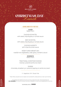 Walkers Arms Hotel Christmas Day Lunch 2025 - Thursday December 25